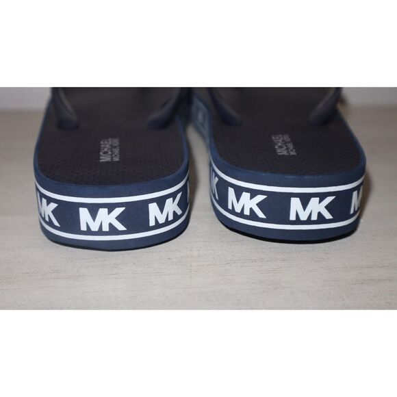 Michael Kors RX22C Women's Sz 11 Dark Navy "MK" Eva Sole Flip Flop Sandals $150 - Picture 5 of 8